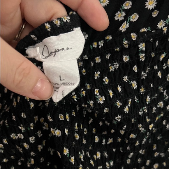 Japna Black Ditsy Floral Short Sleeve Peplum Top - Picture 2 of 4